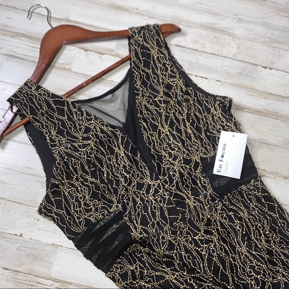 Enfocus Studio Black & Gold Mermaid Evening Dress - Picture 2 of 3